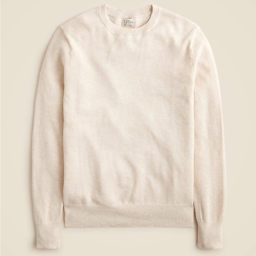 J Crew Cotton piqué-stitch crewneck sweater men’s - Picture 2 of 9